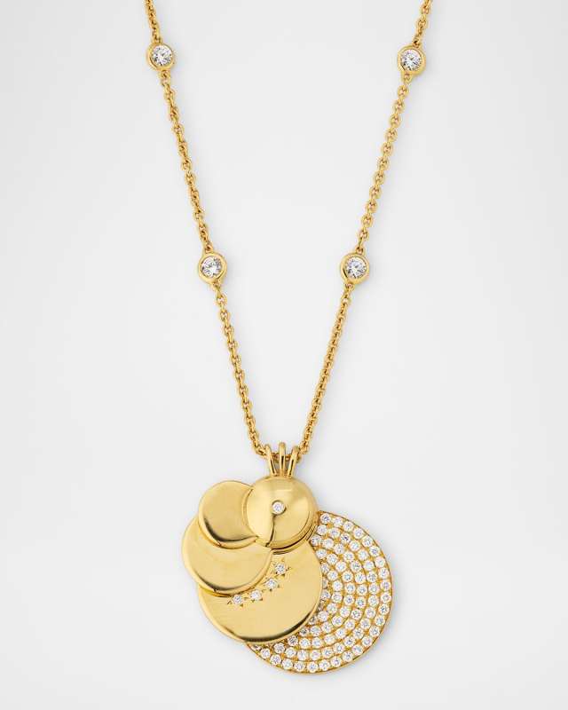 18K Yellow Gold Eclisse Diamond Necklace, 32"L